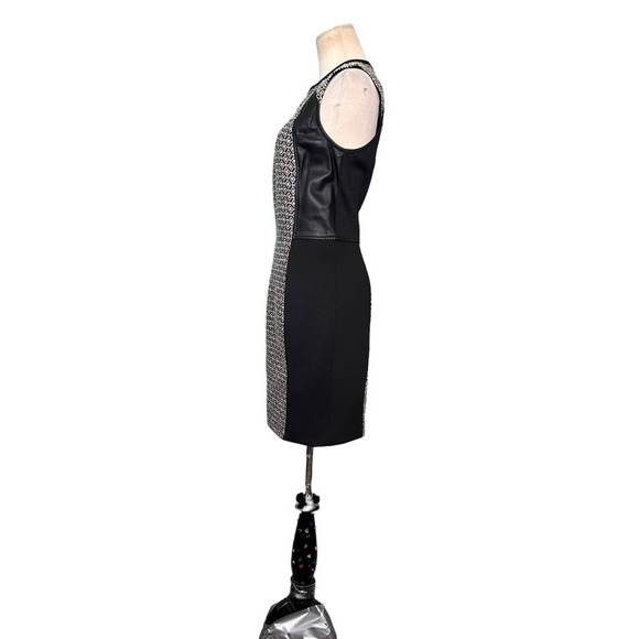 Yigal Azrouel Two Tone Jacquard Leather Scuba Paneled Pencil Dress size 6 - Picture 2 of 15